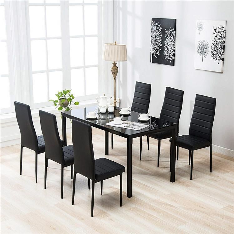 Manufacturer 6 Piece Chairs Dining Table Set for Kitchen Restaurant Walnut Living Room Furniture