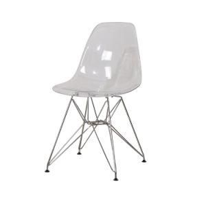 Nordic Style Transparent PP Seat with Metal Legs Dining Living Room Chair