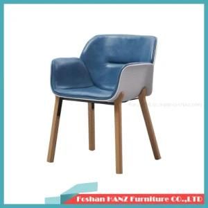 Hz-B316 Blue PU Leather Seat Black Metal Leg Dining Chair