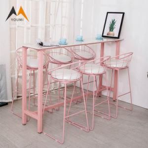 Leisure Furniture Modern Outdoor Marble Top Pink Bar Table Set