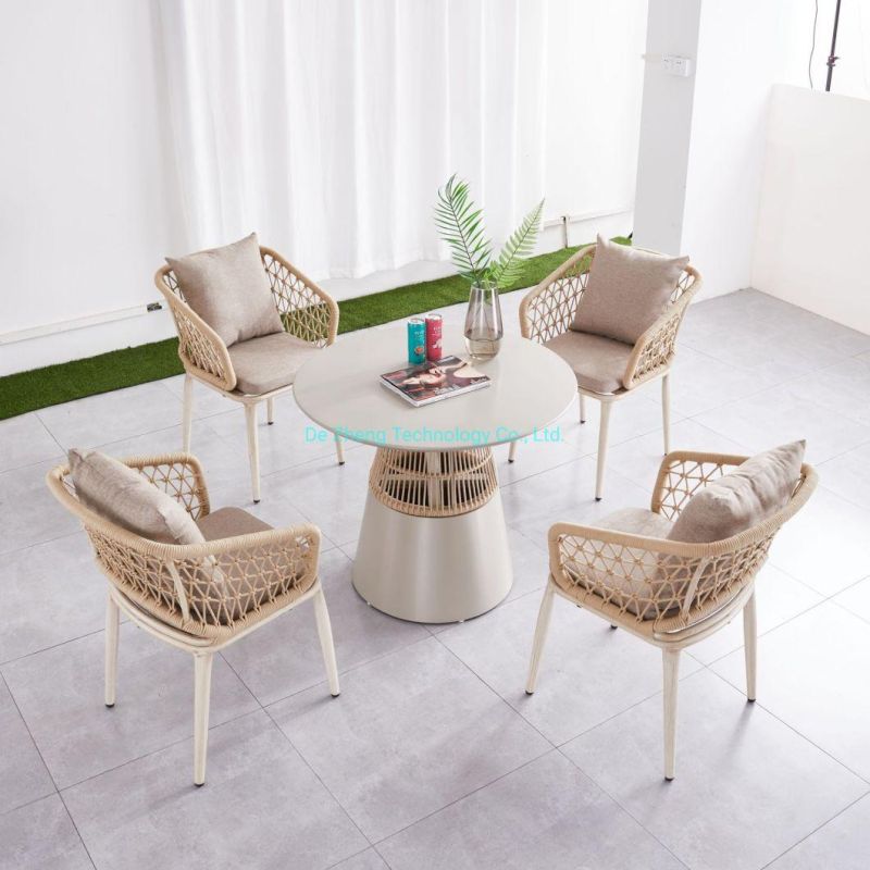 High Quality Luxury Rope Chair Comfortable Metal Outdoor Chair Stackable Factory Direct Outdoor Chair