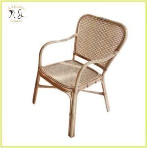 Retro Stylish High Quality Indonesia Natural Rattan Wooden Armchair Restaurant Dining Chair
