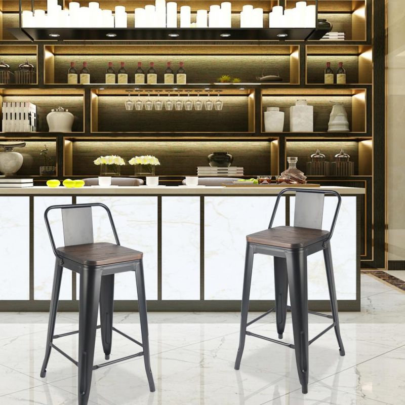 High Quality Anji Industrial Counter Bar Stool with Backs