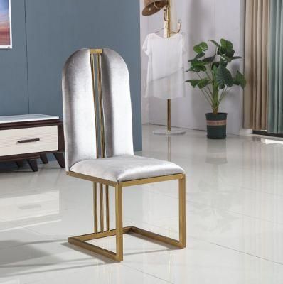 Light Luxury Design Fabric Modern Grey Velvet Chair with Gold Frame