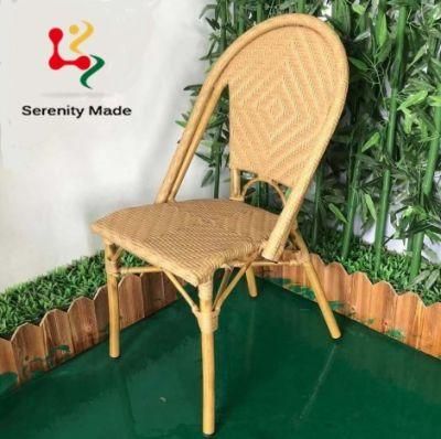 Commercial Use Hotel Restaurant Outdoor Rattan Aluminium Frame Garden Backyard Leisure Cafe Coffee Shop Dining Chair