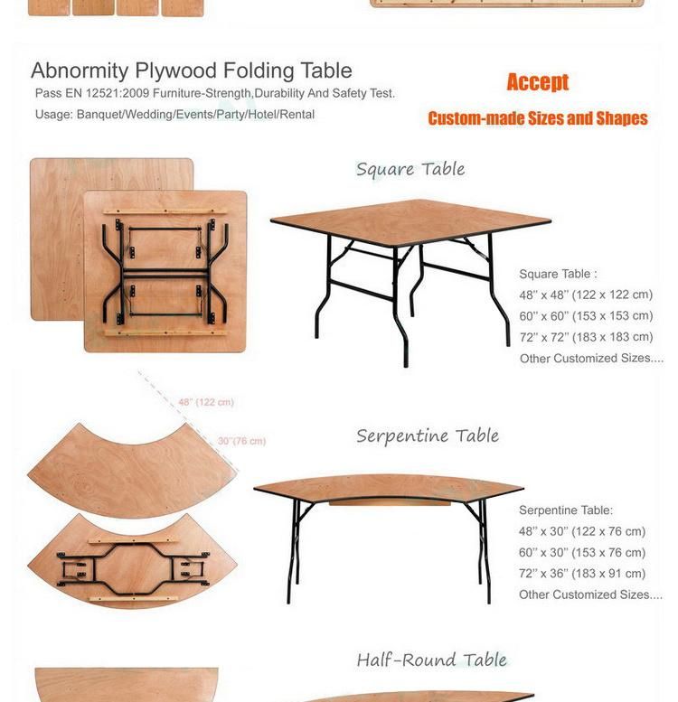 Wood Party Wedding Round Table Banquet Folding Table for Events