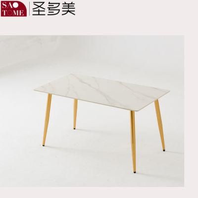Modern Rock Board Furniture Gold Foot Net Red Dining Table