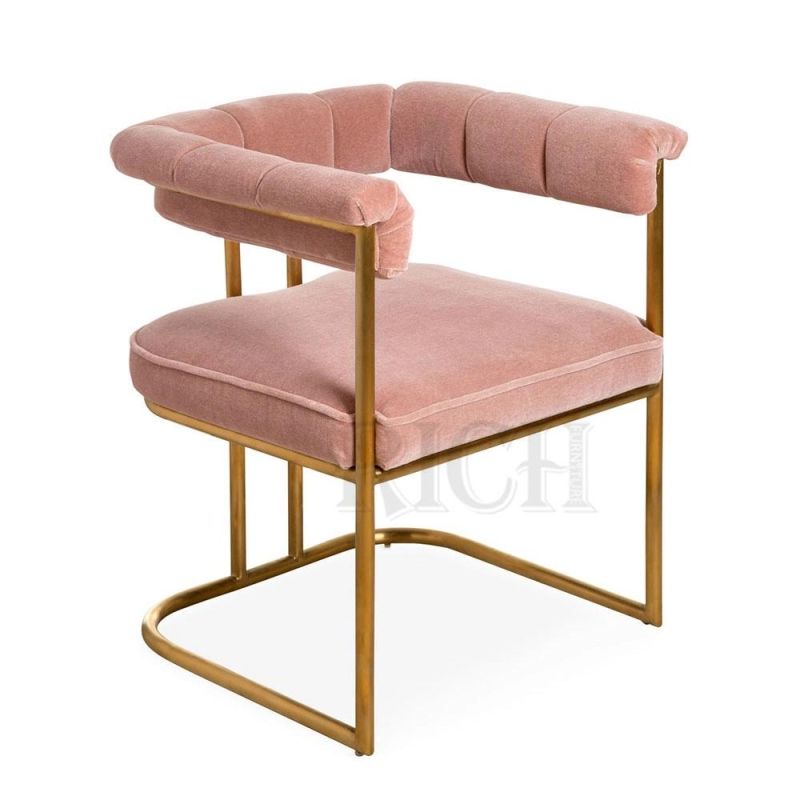 Modern Cafe Side Chair Gold Stainless Steel Metal Legs Dinner Chair