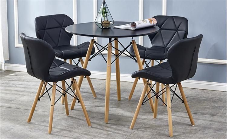 2020 Popular Dining Table Set Modern MDF Round Table Black Color