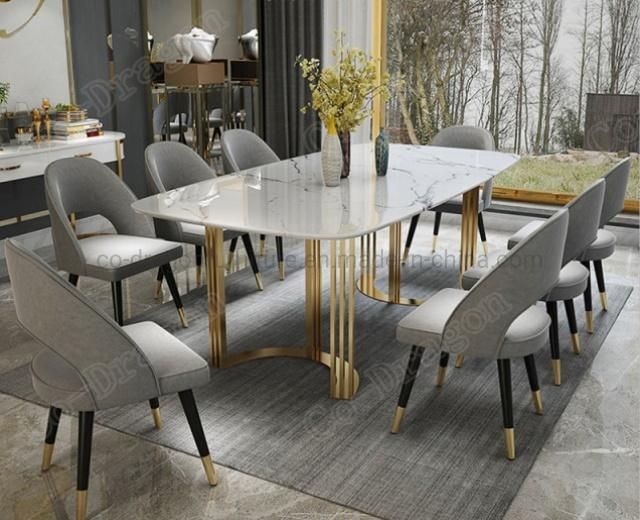 Modern Hotel Furniture Stainless Steel Dining Table and Chair Sets