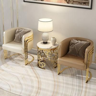 Northern Europe Style Hot Sale Low Price Light Luxury High Back Flannel Fabric Gold Frame Aluminum Iron Dining Chairs