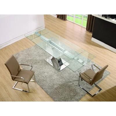 Manufacturer Glass Stainless Steel Dining Table Extension Furniture