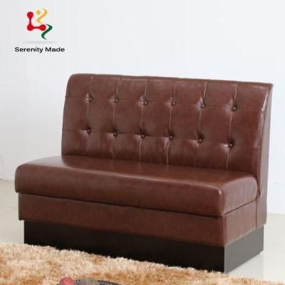 Good Quality Hard Wearing Brown Leather Material Restaurant Booth Seating