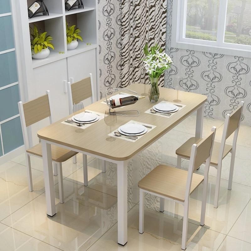 Dining Room Furniture Wooden Top Metal Frame Dining Kitchen Table