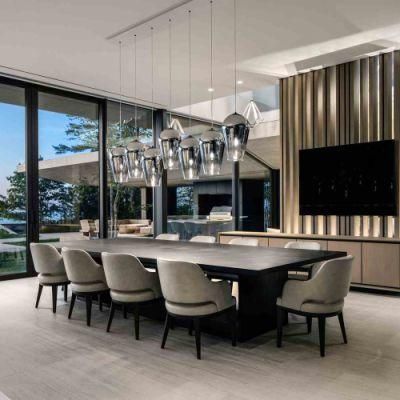 Modern Villa House Living and Dining Area Wood Big Dining Table with 10 Dining Chairs for Premium Villa
