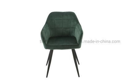 Restaurant Modern Style Hotel Velvet Fabric Many Color Metal Legs Dining Chair