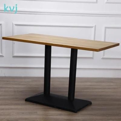 Kvj-7248-1 Modern America Oak Steel Base Cafe Restaurant Dining Table