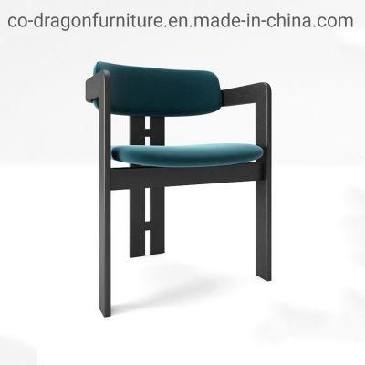 Luxury Modern Furniture Wooden Frame Fabric Dining Chair with Arm