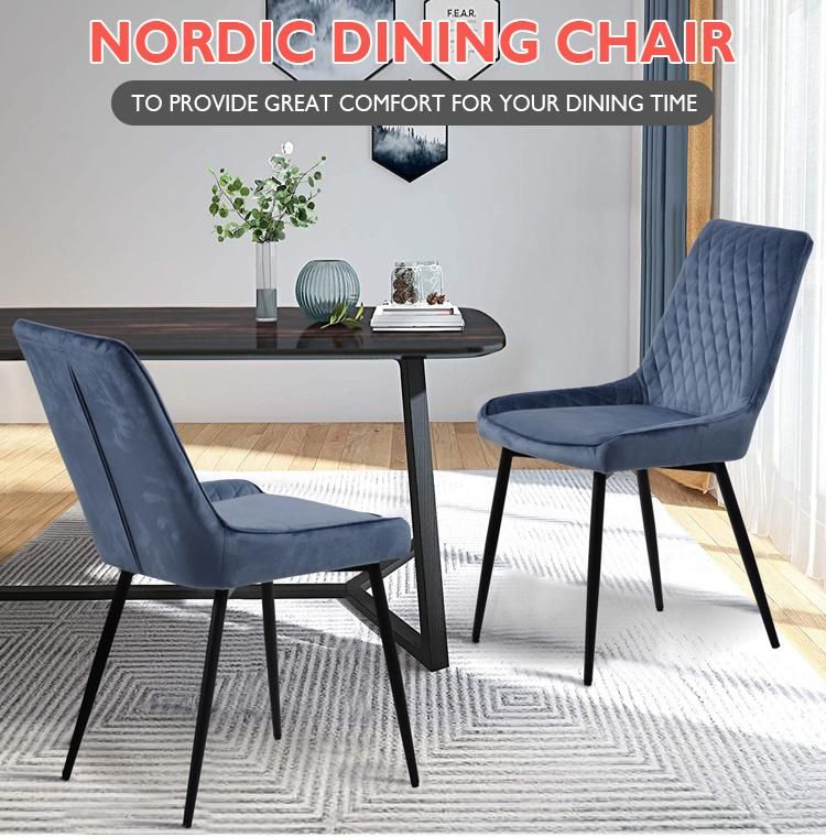 Modern Kitchen Side Velvet Dining Room Chair with Metal Legs