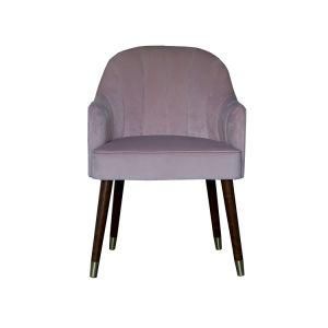 Pink Velvet Dining Room Chair Restaurant Chair with Bronze Feet