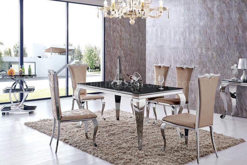 Wholesale Factory Argentina Modern Hotel Stainless Steel Dining Table Chair