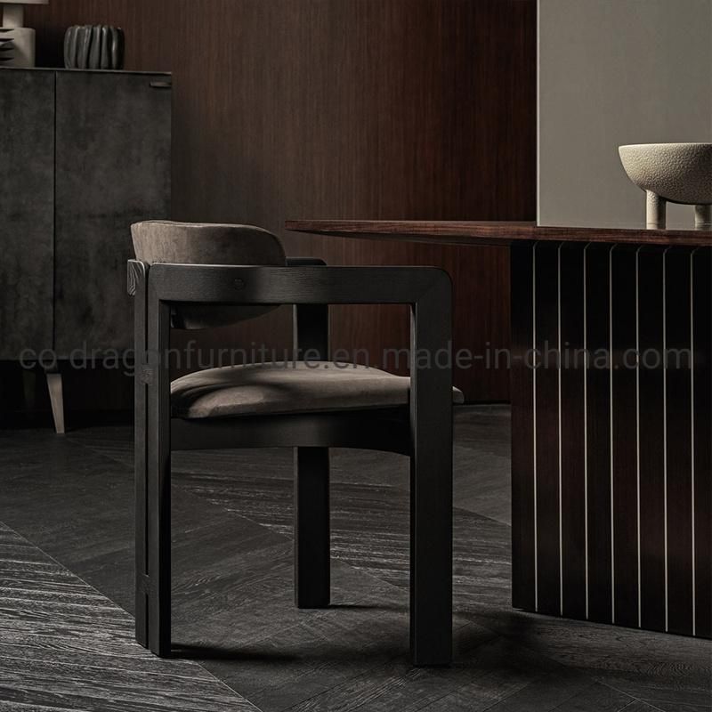 Luxury Modern Furniture Wooden Frame Fabric Dining Chair with Arm