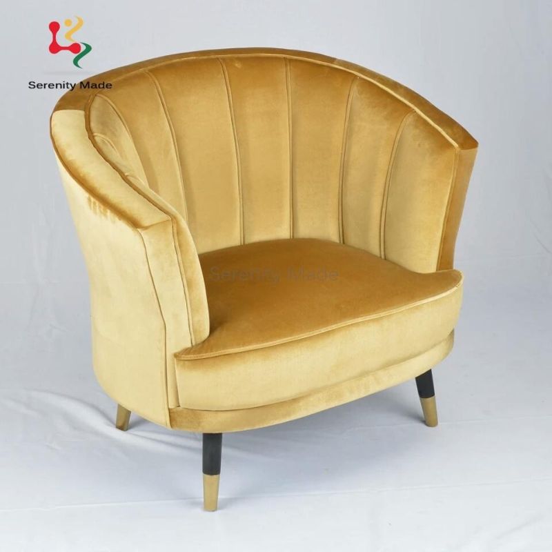 High Quality Accent Fabric Gold Lounge Restaurant Dining Armchair