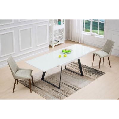 Factory Modern White Tempered Glass Dinner Table Set