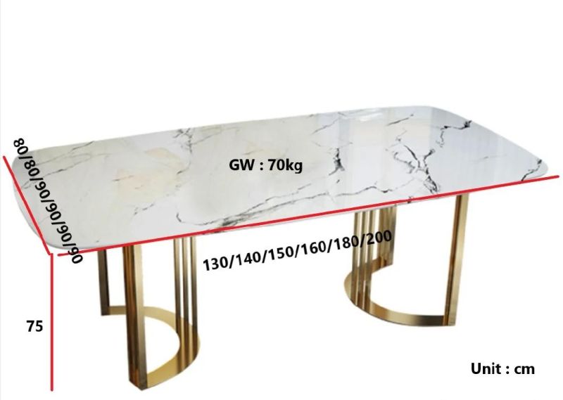 Light Luxury Style Marble Dining Table Stainless Steel with Good Quality