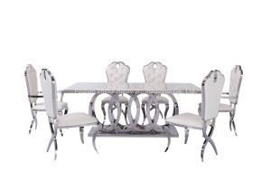 Hot Sell Marble Top Dining Table Stainless Steel Home Furniture