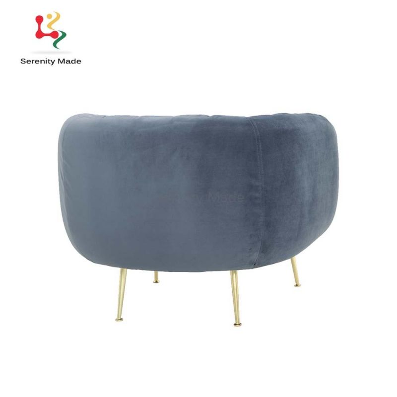 Modern Design Tub Velvet Metal Gold Legs Occasional Restaurant Chair