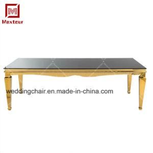 Luxurious Shining Golden Stainless Steel Frame Rectangle Wedding Dining Table