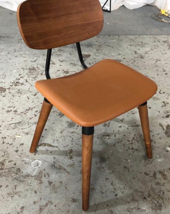 Oak Color Wooden Frame Metal Dining Chair for Restaurant Commercial Use