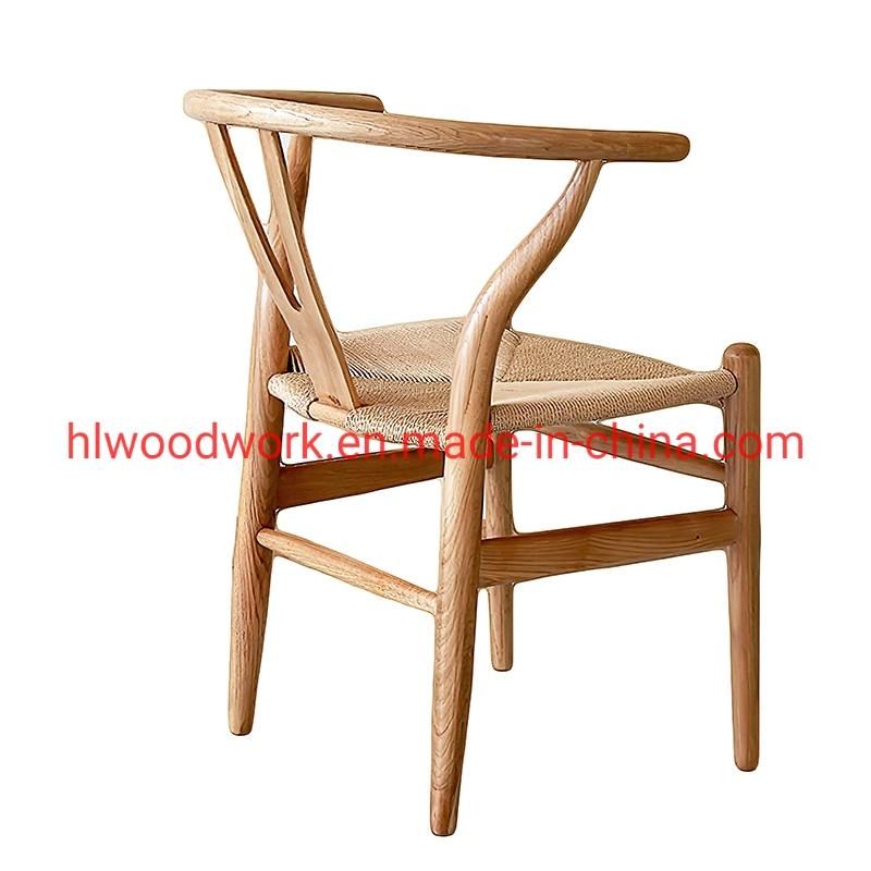 Dining Chair Dining Chair Ash Wood Frame Natural Color Rope Woven Seat Dining Chair Resteraunt Furniture