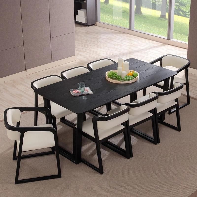 Nordic Design Apartment Furniture Wood Dining Table Set 6 Chairs