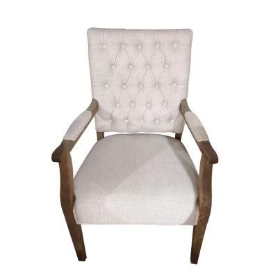 Kvj-Ec16 French Square Beige Fabric Square Armchair for Dining Room