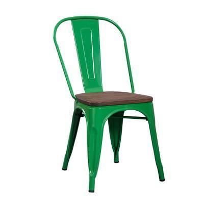 China Wholesale Stackable Cafe Bistro Metal Wood Seat Restaurant Vintage Design Industrial Metal Dining Chair