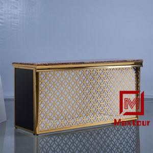 Gold Stainless Steel Bar Table with Marble Top