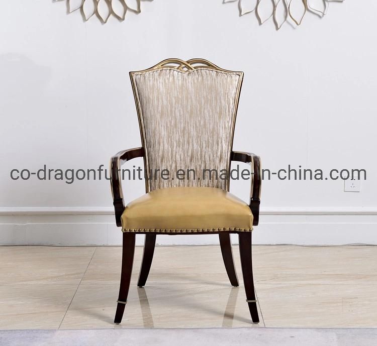 Chinese Style Furniture Wooden Leather High Back Dining Chair Sets