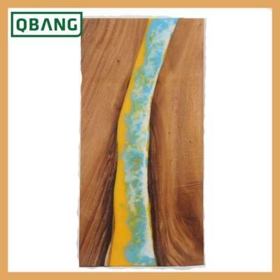 New Design Industrial Blue Epoxy Resin Wooden Finishing Dining Table