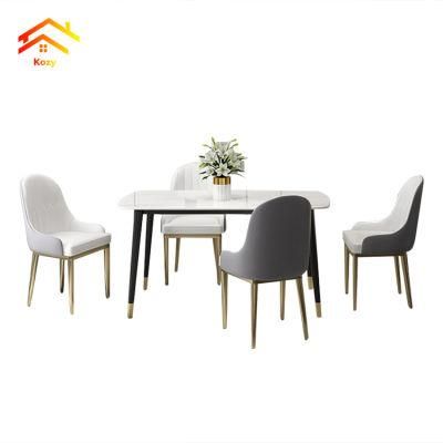 Nordic Modern Wrought Iron Dining Table Household Rectangular Marble Dining Table with Four Seats