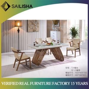 Modern New Design Wooden Dining Room Table and Chair Set Marble Dining Table