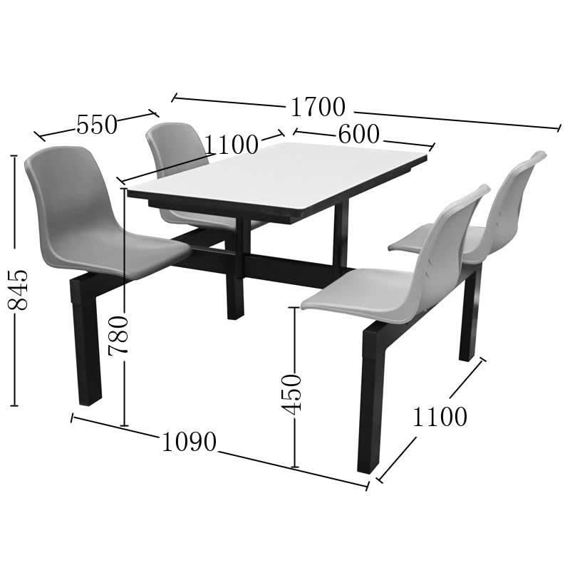 Cheap Staff Snap Food Restaurant 4 Persons Plastic Staff Steel Canteen Furniture Dining Table and Chairs for Home/Office/ Snap Food Restaurant/Cafeteria