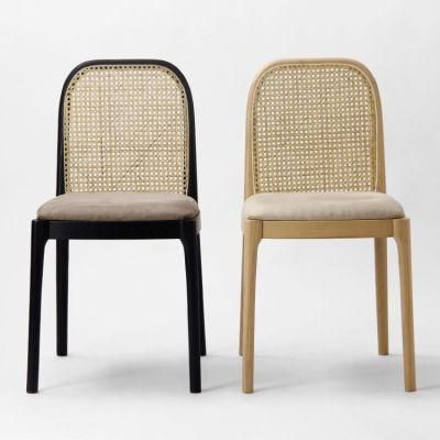 Kvj-9037b Wholesale Black Rattan Wooden Dining Chair