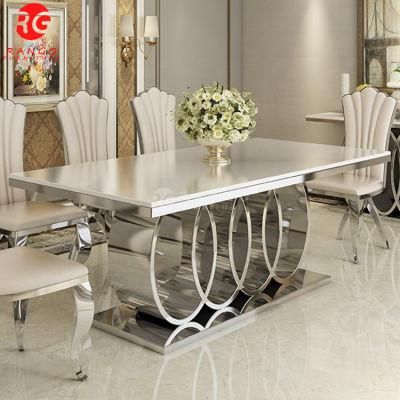 Morden Design Luxury Restaurant Square Marble Top 6 Dining Chairs Home Dining Room Furniture Set Dining Tables