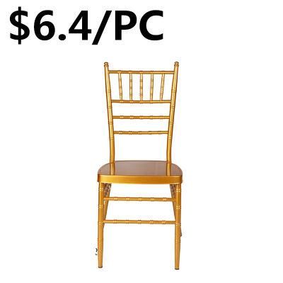 Design Metal Stackable Fueniture Soft Cushion Gold Dining Chiavari Chair