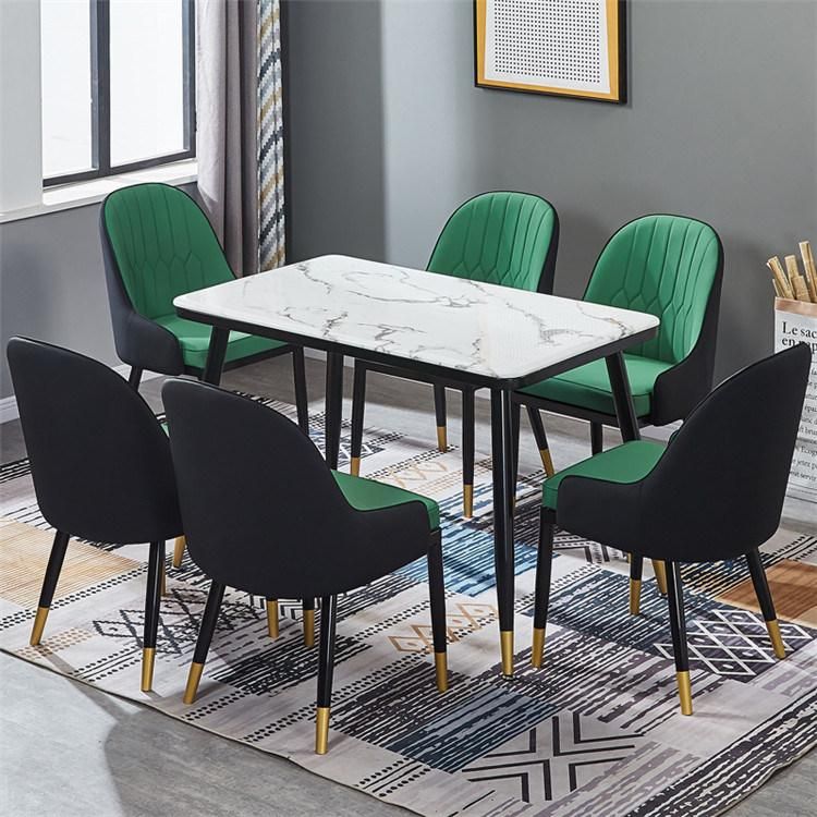 Dining Room Furniture European Dining Chair Cheap Metal Legs Leather Upholstered Dining Chairs Modern