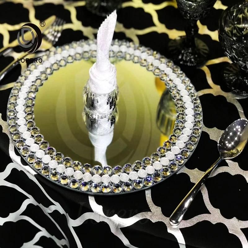 Manufacturer Royal Wedding Banquet Elegant Diamond Mirror Charge Plate