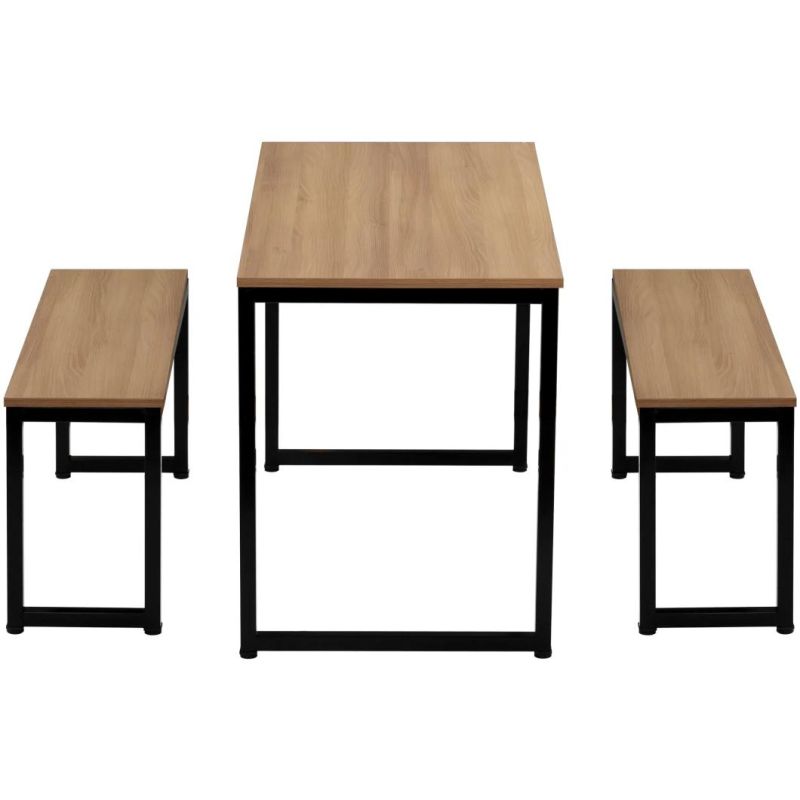 Rustic Style Wooden Top Metal Base Restaurant Rectangular Dining Table