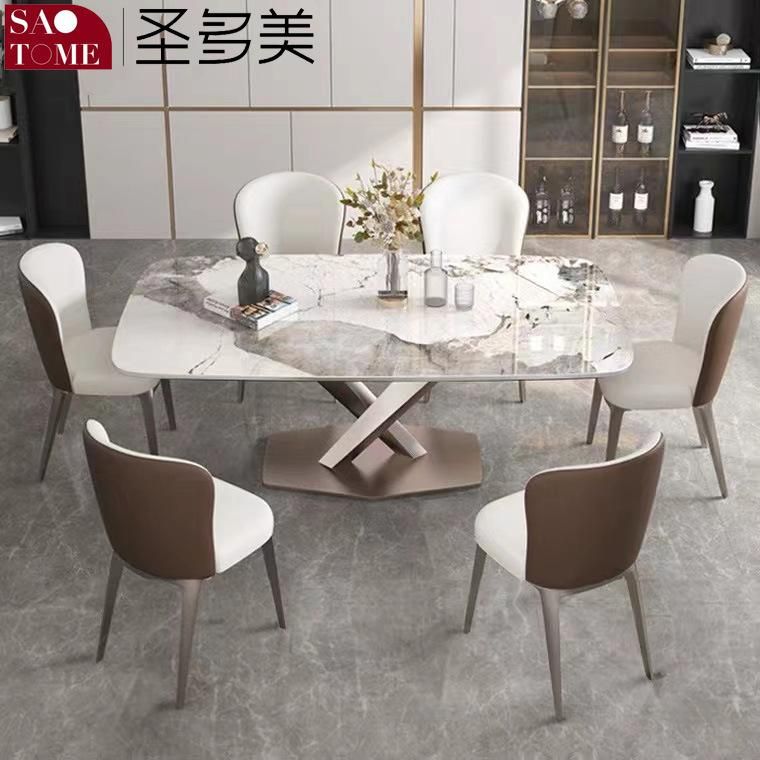 Modern Rock Furniture Stainless Steel Cross Table Dining Table